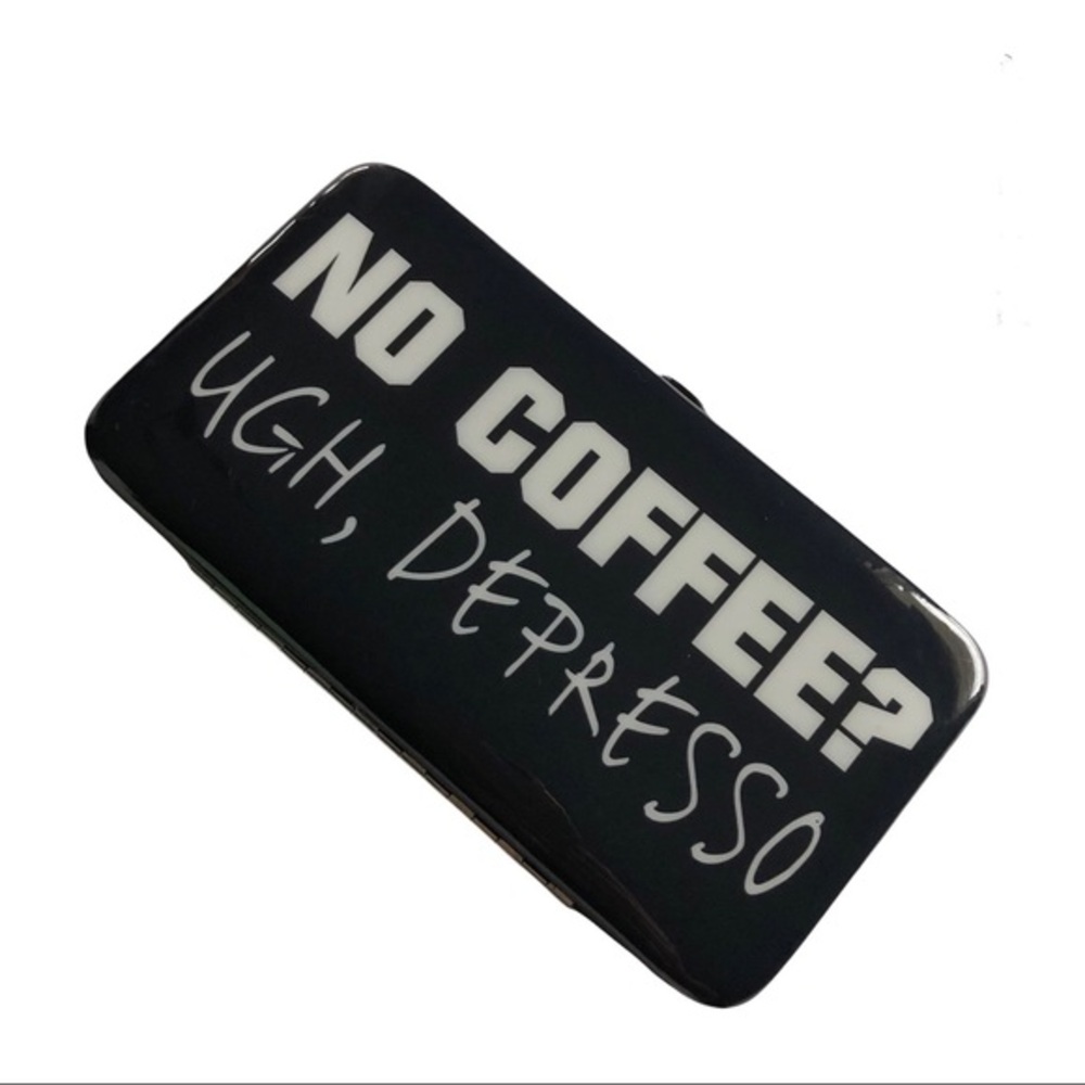 NO COFFE UGH, DEPRESSO Black / White Wallet Clutch